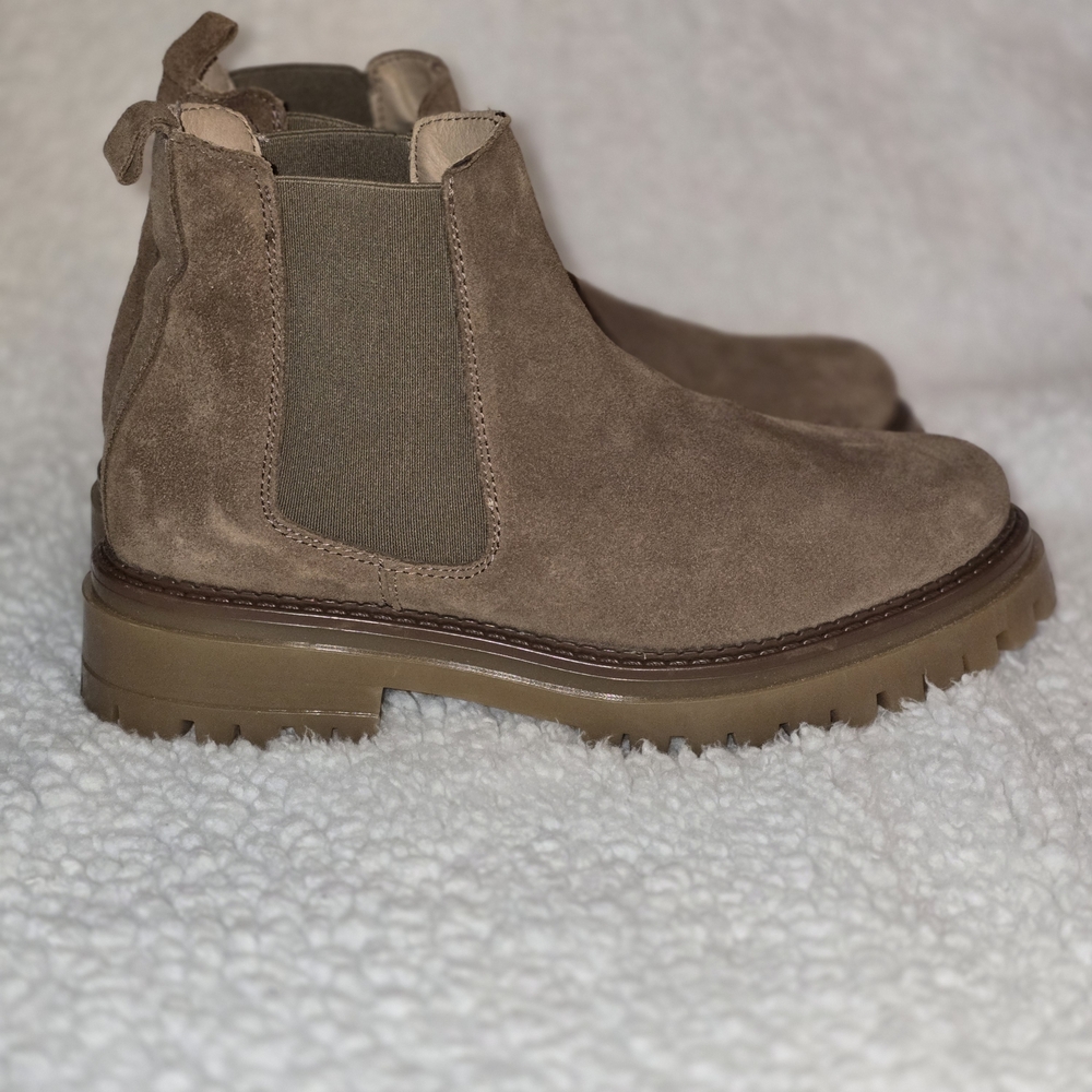 Enzo Tesoti brown suede leather Chelsea Pull-on Ankle boots Sz 7.5 Made In Spain